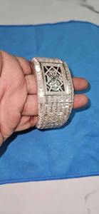 Reloj de Lujo Antiguo de Moda con Diamantes de Imitación y Cuarzo para Hombre, de Acero Inoxidable, Totalmente Pavimentado, con Cristal de Zafiro Plateado, Resistente al Agua 10 Bar, Cuadrado de 41mm - Product Image 6