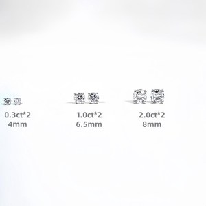 925 Sterling Silver 1.00+1.00CT Round Cut Moissanite Diamond <b>Stud</b> Earrings Classic 4 Prong Setting Women Fine Jewelry Gift - Product Image 4