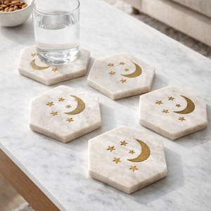 Luxury Natural <b>Marble</b> <b>Coasters</b> Handmade Stone Drink <b>Coaster</b> Set Modern Table Protection Elegant Home Decor Premium Dining Table - Product Image 3