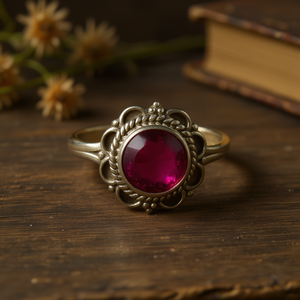 Vintage Style 3.2 Grams Fine <b>Garnet</b> Gemstone <b>Ring</b> with Bezel Setting - Product Image 3