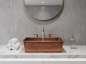Évier de comptoir en cuivre martelé fait main, lavabo moderne en métal durable pour salle de bain - Product Image 2