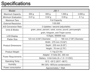 เครื่องชั่งโหลดเซลล์ความแม่นยำสูง JW-1 พร้อมความละเอียด 1/60,000 สำหรับการวัดความหนาแน่น การนับชิ้นส่วน และการแปลงหน่วยหลายแบบ - Product Image 2