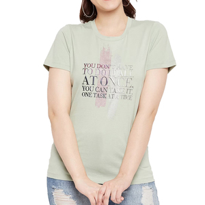 T-shirt imprimé pour femme, motif DTF, col rond, coupe classique, 100 % coton, été, coupe ample et confortable à manches courtes - Product Image 1
