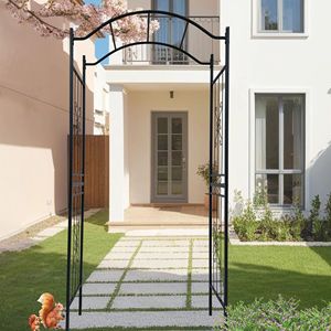 Arco da Giardino in Metallo Verniciato a Polvere Nera 3.6ft x 1.47ft, Supporto per Piante Rampicanti Altezza 7.5ft, Traliccio e Cancello per Esterni Nero - Product Image 4