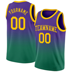 Camisetas de Baloncesto Deportivas Profesionales Next Level Oem, Camiseta de Baloncesto Sublimada con Degradado en Morado, Verde y Amarillo, Unisex para Adultos, Camisetas de Equipo - Product Image 1