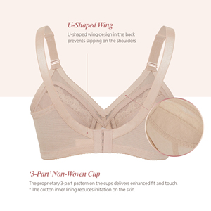 Soutien-gorge minimisateur CLIVIA respirant à maintien élevé, couvrance totale, dentelle florale, avec armatures, non rembourré, pour femme, grandes tailles, anti-affaissement - Product Image 4