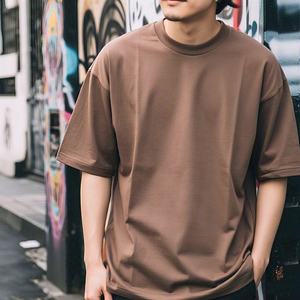 Camiseta de algodón 100% de manga corta para hombre, camisa base de cuello redondo holgada y ropa superior holgada de Color sólido Simple - Product Image 2
