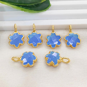 จี้รูปดาวเคลือบสีทองแดงจากหินบลูแคลซิโดนี ขนาด 10 มม. สำหรับทำเครื่องประดับ - Product Image 1