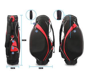 Sac de golf professionnel en cuir synthétique jaune moutarde avec organisation multi-poches et housse de pluie assortie - Product Image 2