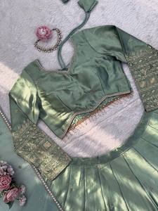 Divyam Creation <b>Red</b> Embroidered Spandex <b>Lehenga</b> Choli Floor-Length Traditional Indian Wedding Dress Women's Regular Fit - Product Image 6