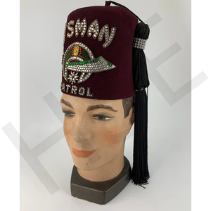 Gorra Masónica Vintage SHRINE con Adorno de Tambor Egipcio y Pedrería de Fieltro - HSE - Product Image 4