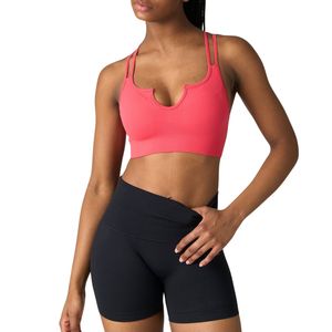 เสื้อชั้นในกีฬาผู้หญิงไร้ตะเข็บแบบร่อง ยกกระชับทรงสวย สำหรับออกกำลังกาย ฟิตเนส โยคะ ชุดออกกำลังกาย รับผลิตตามแบบ พร้อมโลโก้ OEM ขายส่ง - Product Image 5
