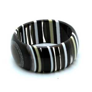 Handmade Multi Colour Resin Bangle Bracelet Set Round Chunky Pattern Fashion Jewellery for Women Art Collectible from India. - Product Image 2