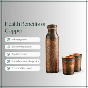 Bouteille d'eau écologique à double paroi en cuivre pur avec couvercle anti-fuite pour une hydratation quotidienne à la maison, au bureau, à la salle de sport, en voyage - Product Image 5