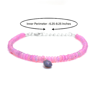 Natural Ethiopian <b>Opal</b> Magenta Classic Strand <b>Bracelet</b> 925 Sterling Silver Smooth Gemstone Handmade Women's Party Fashion - Product Image 2
