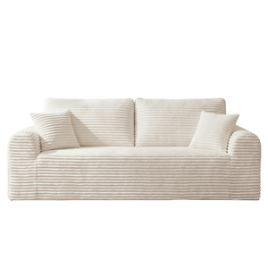 Divano a 3 posti in velluto a coste da 67 cm, comodo divano da pavimento con 2 cuscini, seduta profonda, divano senza struttura per soggiorno, imbottito e confortevole - Product Image 2