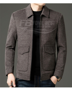 Chaqueta Casual de Negocios para Hombre, de Alta Calidad, con Forro Polar a Cuadros, Cierre de Cremallera, Logotipo Frontal, Corte Ajustado, Impermeable, Servicios OEM - Product Image 5
