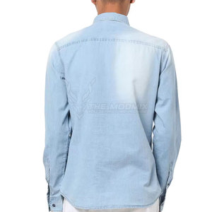 เสื้อเชิ้ตยีนส์ผู้ชายคลาสสิก สีฟ้าอ่อน แขนยาว สไตล์ลำลอง ติดกระดุม ปกคอพับ ผ้าทวิลล์ 100% คอตตอน ระบายอากาศได้ดี แห้งเร็ว - Product Image 6