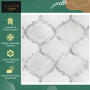 Vente exclusive : Mosaïques de sol en marbre modernes, faites à la main, surface polie, écologiques, résistantes à l'eau, pour la décoration intérieure - Product Image 2