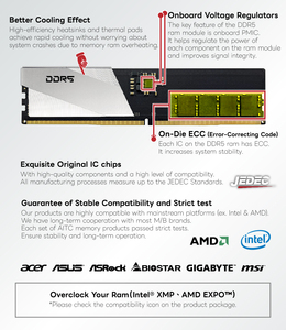 Master DDR5 Desktop <b>RAM</b> 16GB X2 6800MT/s Dual Channel Memory Module Silver Color - Product Image 4