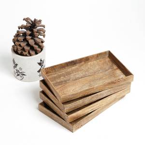 Bandeja rectangular multifuncional de bambú y nogal con acabado en color marrón para servir comida, café y desayuno. - Product Image 1