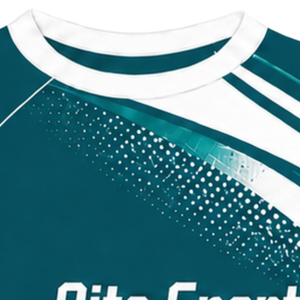 Camiseta Deportiva de Compresión de Manga Corta Color Verde Azulado Oscuro y Blanco con Cuello Redondo y Gráfico de Olas para Entrenamiento Deportivo - Product Image 5