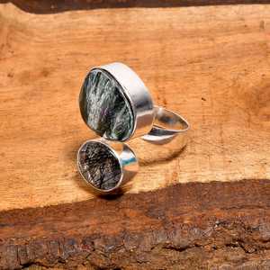Bague en quartz rutile noir, argent sterling 925, style bohème, bijoux faits à la main, cadeau - Product Image 5