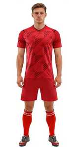 Vente directe d'usine, ensemble d'uniformes de football pour hommes, impression par transfert thermique, respirant, jersey et shorts 100% polyester, service OEM pour adultes - Product Image 3