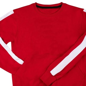 Sweat-shirt à col rond pour femmes Sorority, couleur crème, avec rayures rouges et noires, manches longues, en coton tricoté, haut décontracté avec poches - Product Image 2