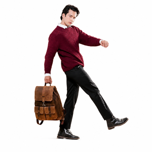 Personalized Vintage Genuine <b>Leather</b> Travel Rucksack Brown Roll Top <b>Laptop</b> <b>Backpack</b> Unisex Daily Use Gift - Product Image 2