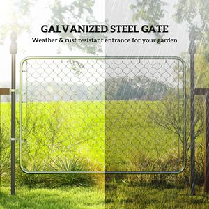 Cancello da Giardino in Acciaio Zincato da 7 Piedi, Recinzione a Catena per Ingresso Cortile, Facile da Montare, Argento, 47,2" X 70,9" - Product Image 4