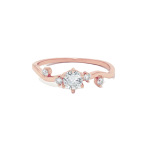 Anillo Minimalista de Oro Sólido de 14K con Diamante de Laboratorio de Corte Redondo, Anillo Delicado con Racimo, Anillo de Promesa, Anillo de Aniversario, Anillo de Novia, Venta al por Mayor - Product Image 2