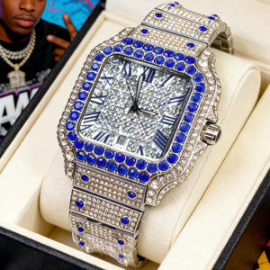 Reloj Iced Out de Lujo con Diamantes, Reloj de Cuarzo para Hombre con Números Romanos - Product Image 3