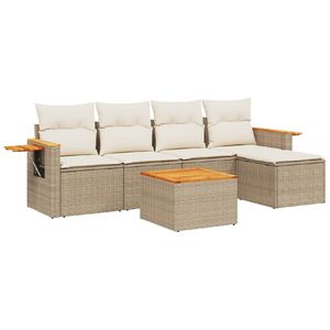 Conjunto de Sofás Modulares Grandes de Ratán Sintético PE Beige para Jardín, Muebles Modulares Cómodos para Exteriores - Product Image 2