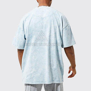 Camiseta con logo personalizado estampado a bajo precio, estilo acid wash para hombre, 100% algodón, corte holgado, para hacer ejercicio, camiseta acid wash para hombre - Product Image 2