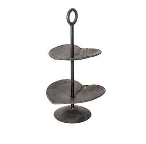 Fine Quality Galvanized Iron 2-Tiered <b>Heart</b> Shaped Cake Stand Vintage Metal Serving Tray For Home Decor Dessert Display Platter - Product Image 1