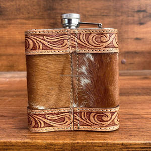 2025 populaire personnalisé whisky liqueur vin en acier inoxydable usiné à la main en cuir hanche flacon de haute qualité en cuir de vachette hanche flacon - Product Image 6