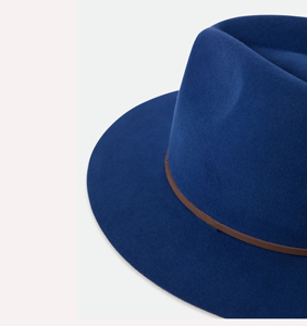 Blue 100% Polyester Fedora <b>Hat</b> Brown Ribbon <b>Band</b> Unisex Casual Wide Brim Hand Embroidery Digital Printing Four Seasons Fashion - Product Image 6