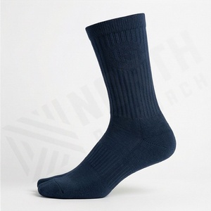 Five <b>Toe</b> Crew <b>Socks</b> Solid Navy Blue Knitted Breathable Casual Adult <b>Socks</b> - Product Image 3