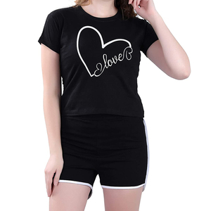 High Quality Women's Casual Summer Wear Short Sleeve T-Shirt & Short <b>Set</b> Solid Knit <b>Twin</b> <b>Set</b> for Women - Product Image 3