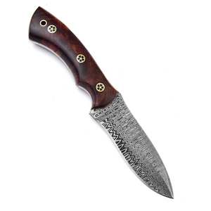 มีดดาบเหล็กดามัสกัสแบบเต็มด้าม สำหรับกิจกรรมกลางแจ้ง บุชคราฟท์ ใบมีดคมกริบ สำหรับตั้งแคมป์ ล่าสัตว์ ปลายใบมีดแบบดรอปพอยต์ ขนาด 9 นิ้ว OEM - Product Image 1