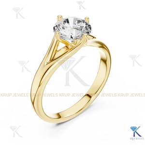 Anillo de compromiso solitario con diamante cultivado en laboratorio, corte redondo, E VVS2, certificado IGI, en oro macizo con engaste de corona, estilo filigrana vintage. - Product Image 4