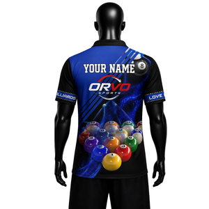 เสื้อโบว์ลิ่งผู้ชาย ORVO SPORTS แขนสั้น พิมพ์ลายแบบ Sublimation ผ้าเทอร์รี่ ระบายอากาศ แห้งเร็ว โพลีเอสเตอร์ 100% สีดำ - Product Image 4