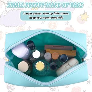 กระเป๋าเครื่องสำอางน่ารักกันน้ำแบบ PU สไตล์ Preppy พร้อมอักษรย่อส่วนตัวสำหรับสาวๆ กระเป๋าใส่เครื่องสำอางสำหรับเดินทางพร้อมซิปปิด - Product Image 5