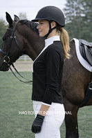 Haut de base équestre pour femme en maille respirante, chemise de concours à manches longues perforée pour l'équitation, vêtements d'équitation OEM