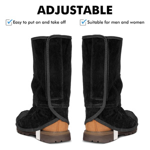 Protège-chaussures de soudage en cuir de vachette pleine fleur de qualité supérieure, résistants aux flammes, couvrant entièrement la chaussure, ajustables - Product Image 3