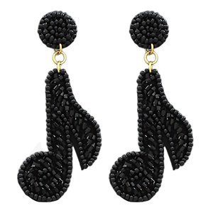 Pendientes colgantes de cuentas de semillas de notas musicales ligeras hechas a mano, cuentas de cristal artísticas para niñas y músicos, Pendientes colgantes de moda - Product Image 1