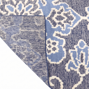 Alfombra DECORDEC Personalizada de Lana con Diseño Floral Damasco Azul Marfil, Ecológica, Antideslizante, Hecha a Mano, de Pelo Largo, para Hotel, Villa, Sala de Estar - Product Image 6
