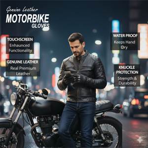 Royal Enfield Racing <b>Gloves</b> Full Finger Leather Palm Guard Hook Loop Closure Men Riding Outdoor Universal Season Fleece Lined - Product Image 6