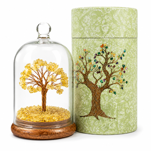 Nouveau produit de luxe, arbre de vie en citrine fait main sous cloche en verre, décoration d'intérieur, cadeau de méditation, collection de haute qualité - Product Image 1